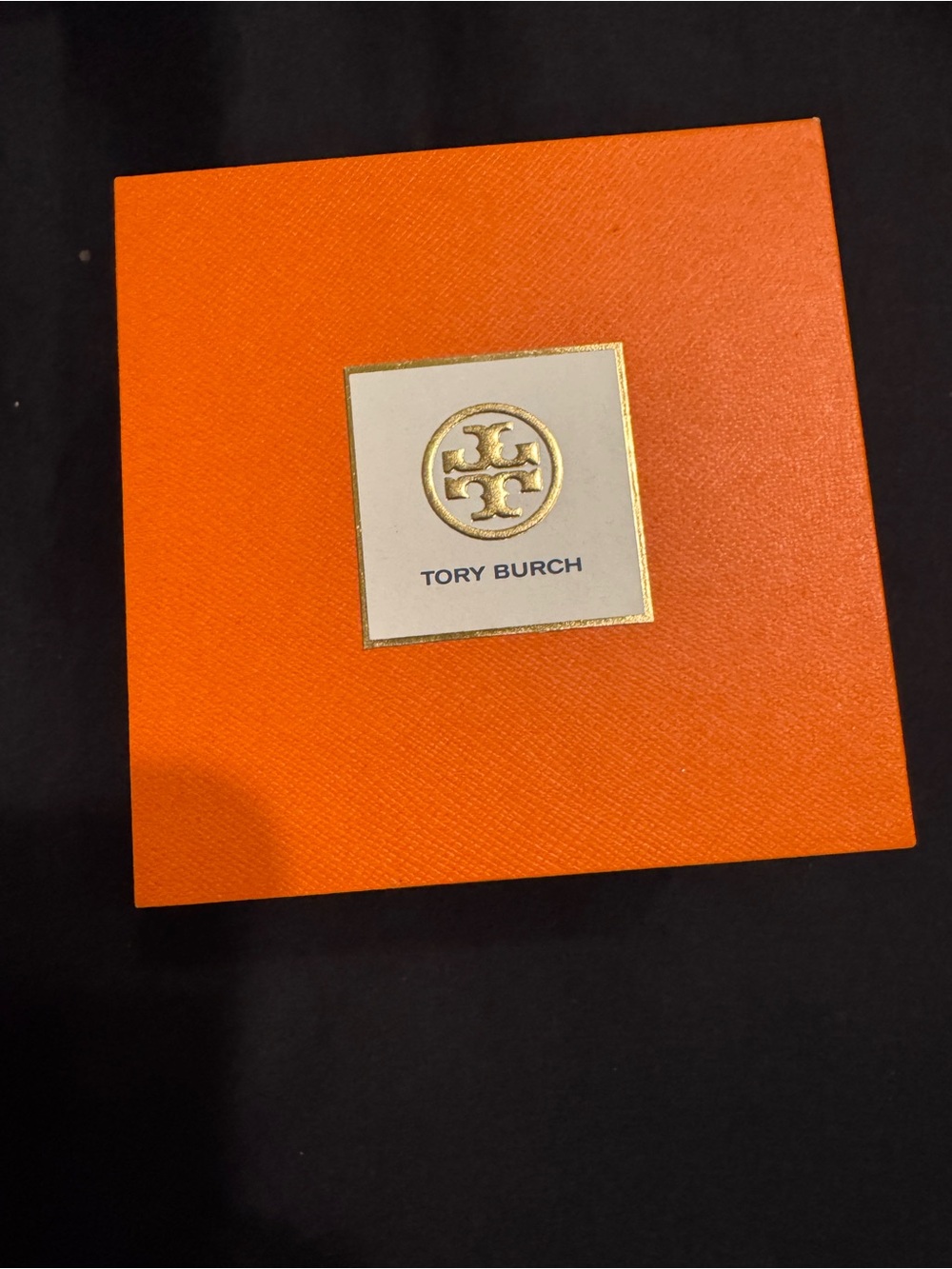 Tory Burch Bright Orange Gift/Decorative Box with Gold Emblem